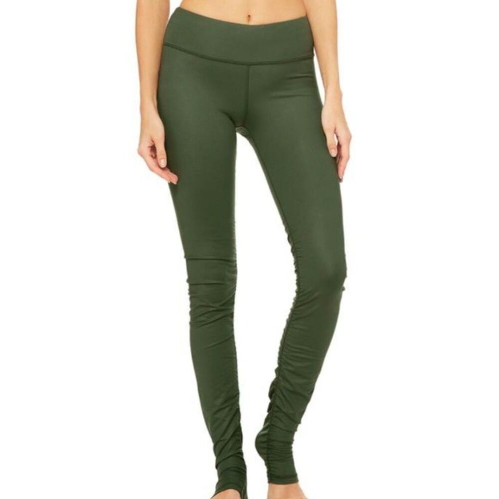 ALO YOGA Idol‎ Ruched Legging Green Medium
